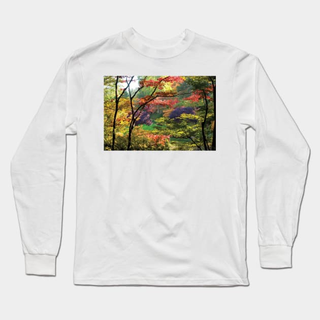 Trees In A Garden Butchart Gardens Long Sleeve T-Shirt by HammiltenJohn